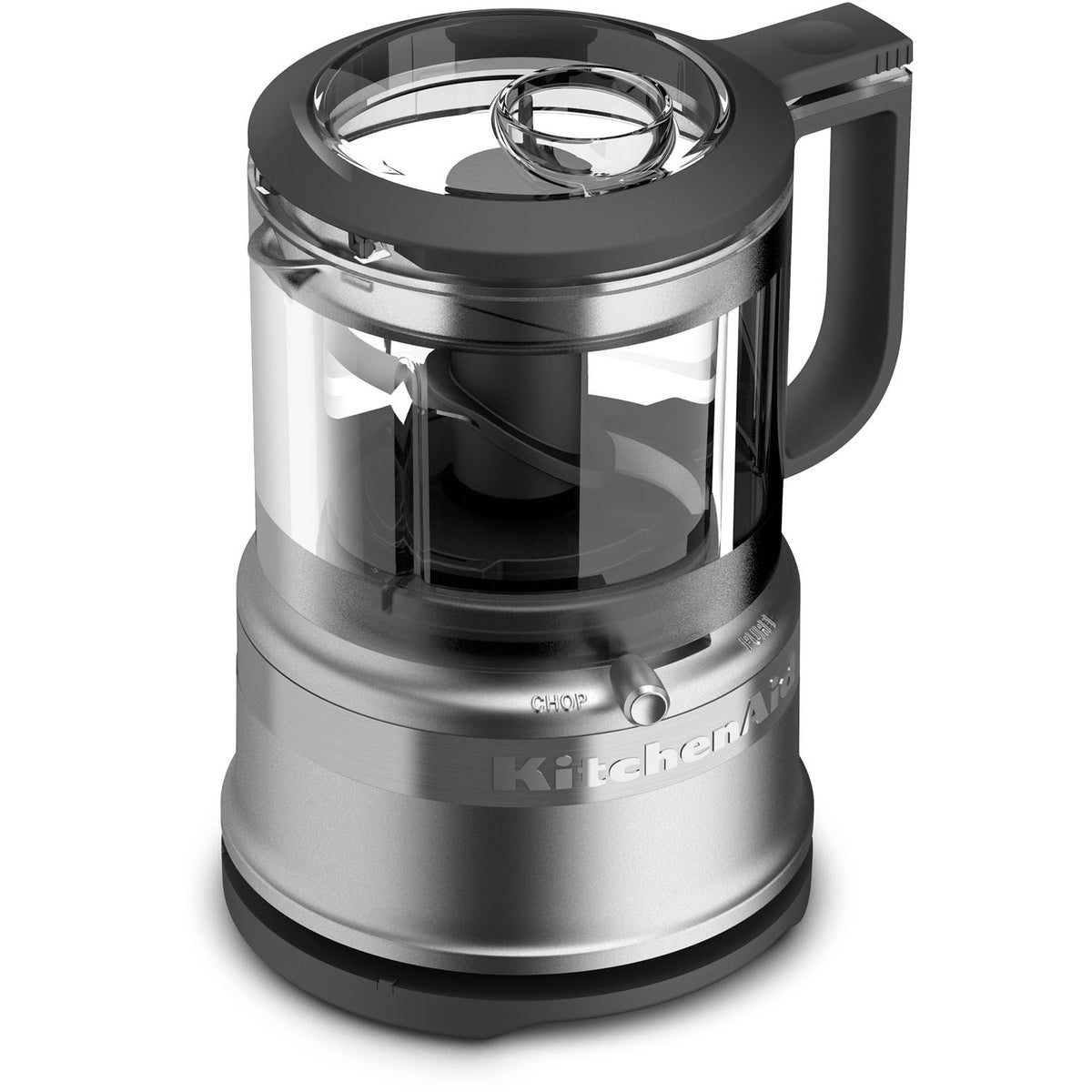 KitchenAid 3.5 cup food chopper, Contour Silver base with clear bowl and black lid