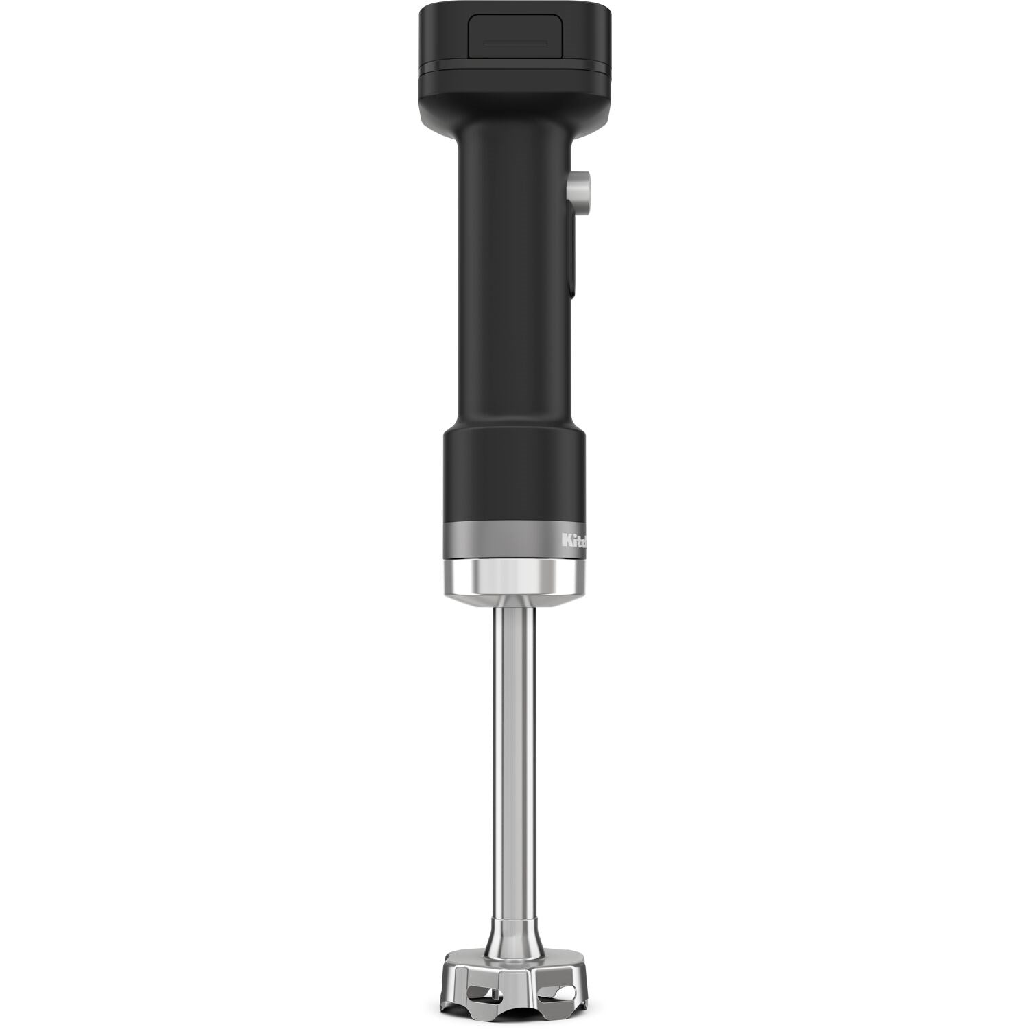 KitchenAid cordless hand blender, black handle with stainless blending shaft and base