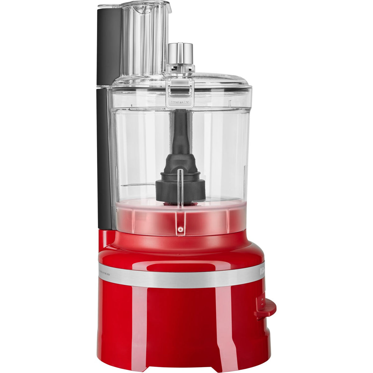 KitchenAid 13-cup food processor with red work bowl and clear lid