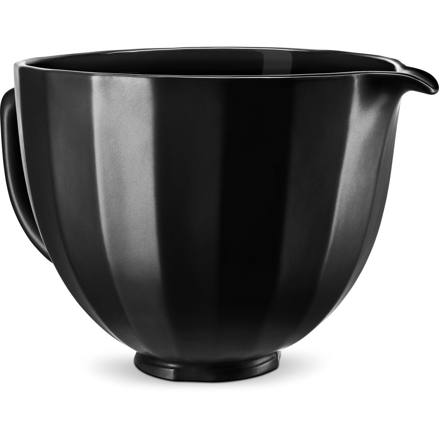 Black ceramic mixing bowl with pouring spout and side handles