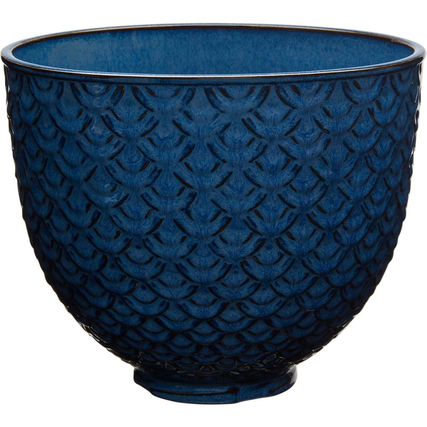 Ceramic mixing bowl in dark blue with Mermaid Lace texture