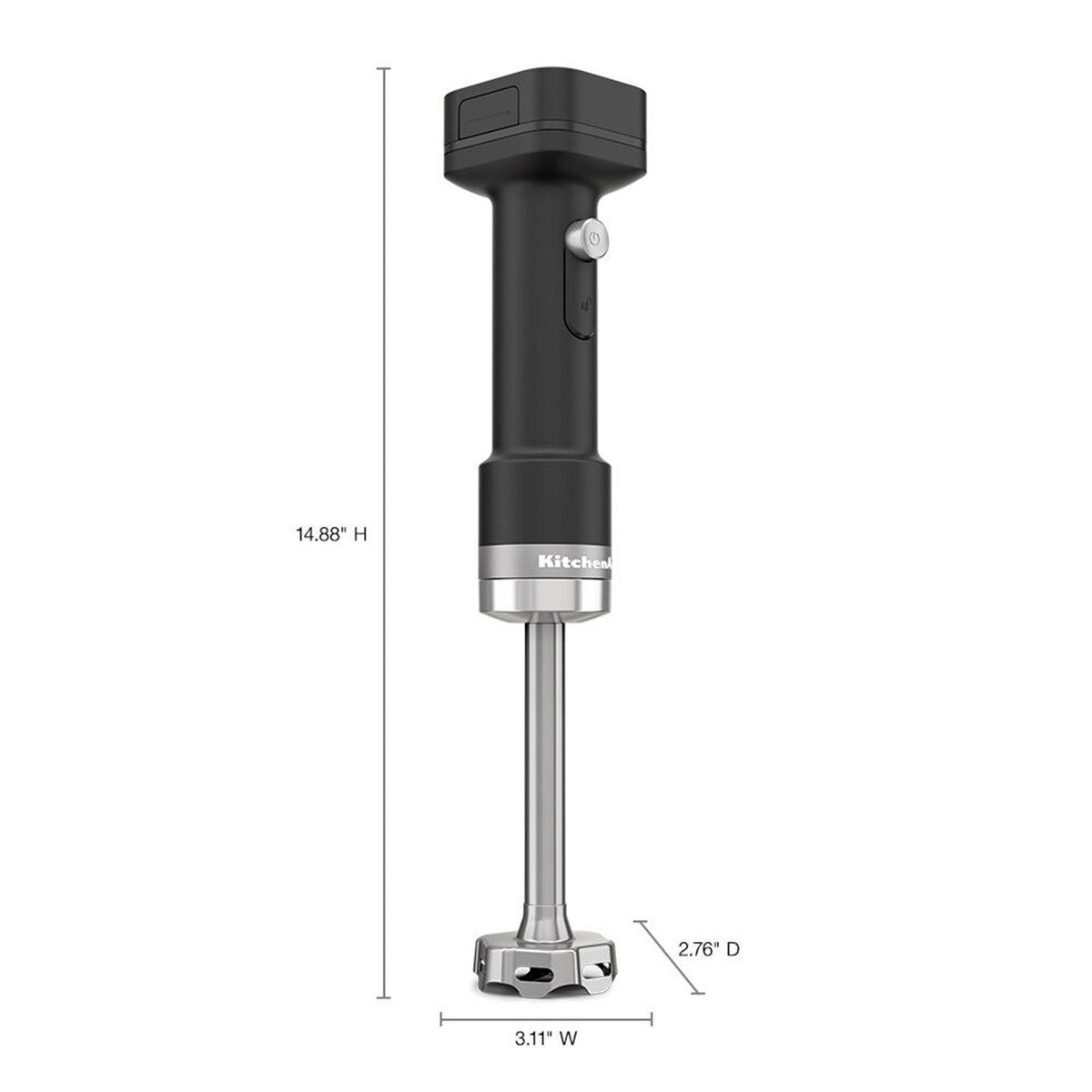 KitchenAid cordless hand blender with stainless shaft and compact black motor housing