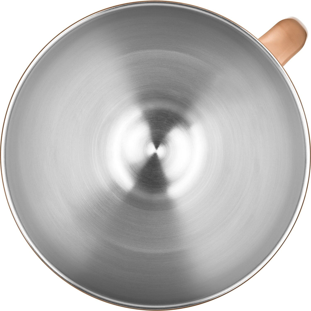 Stainless interior of 5-quart mixing bowl with smooth circular base