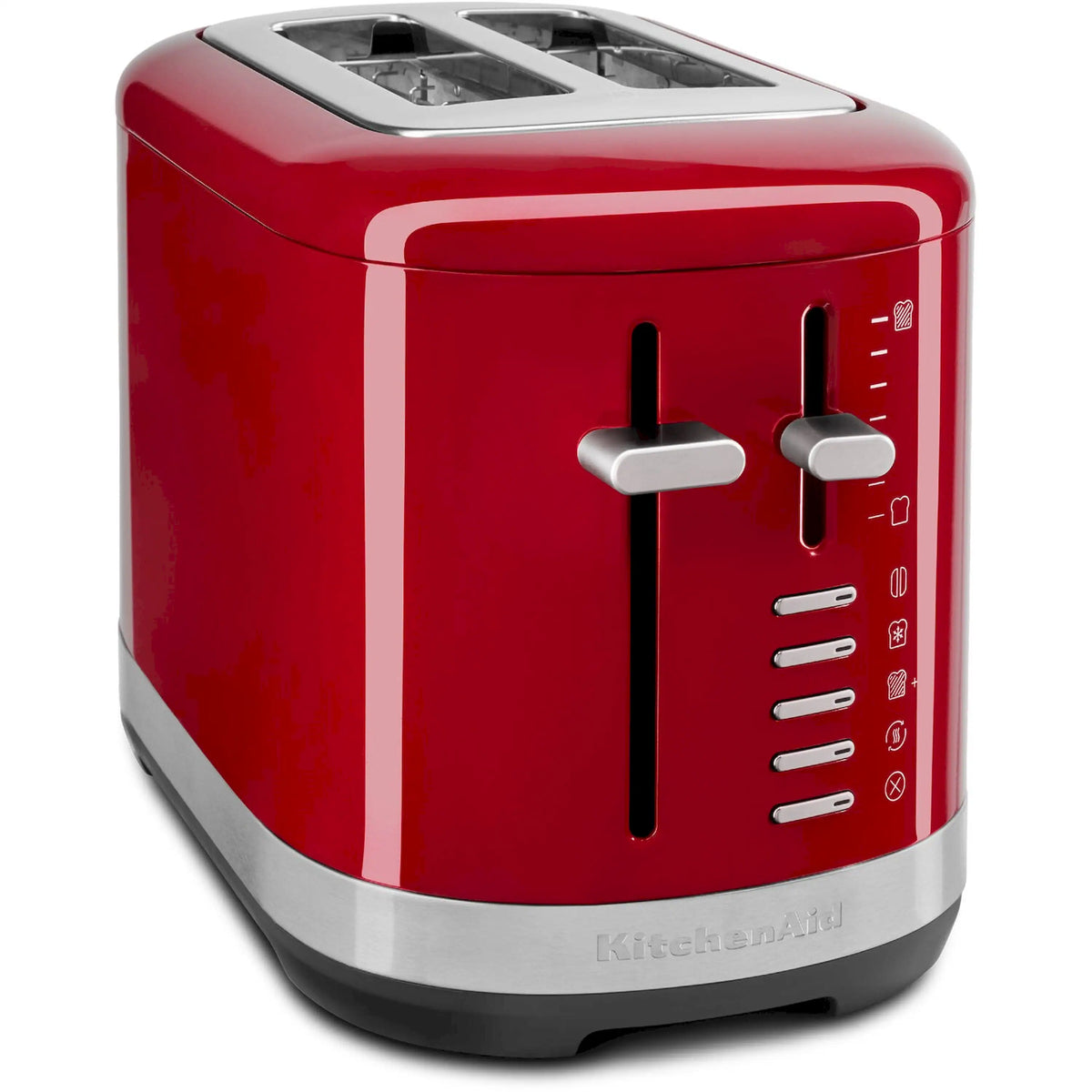 2-slice toaster, Empire Red with chrome trim, side lever and dial controls