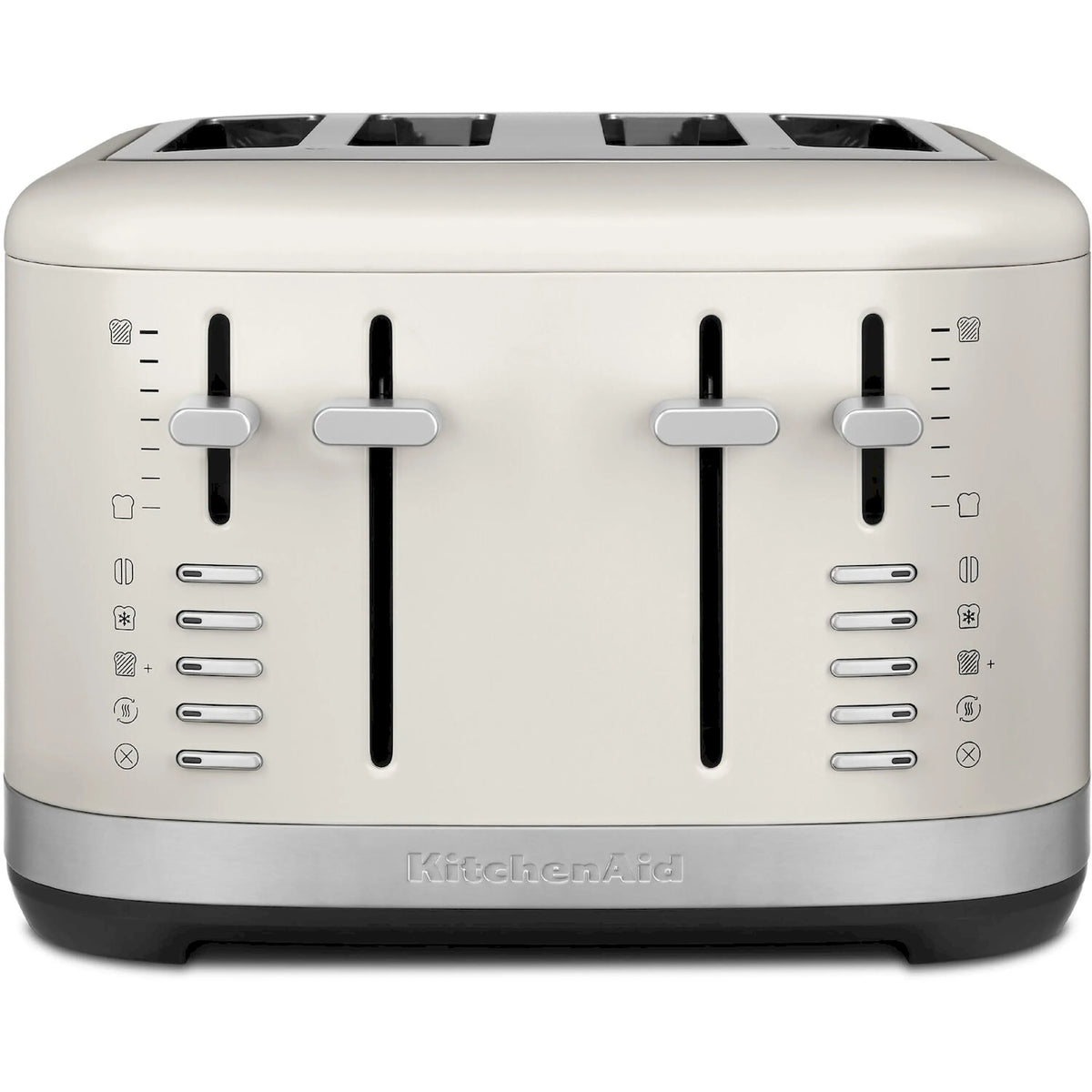 Porcelain 4-slice toaster with two large lever controls and four slot openings