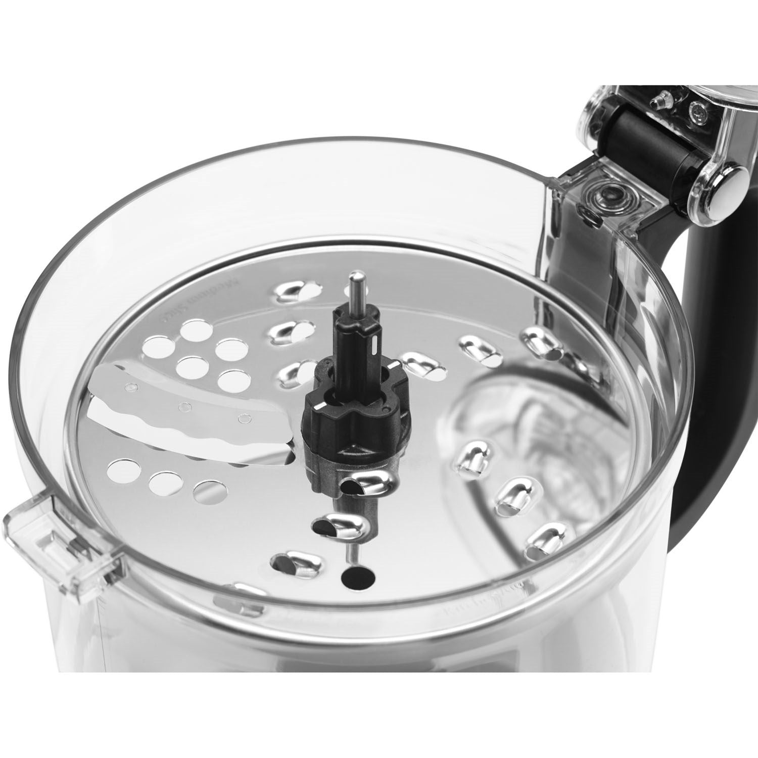 Clear food processor bowl lid with stainless slicing/shredding disc and spindle