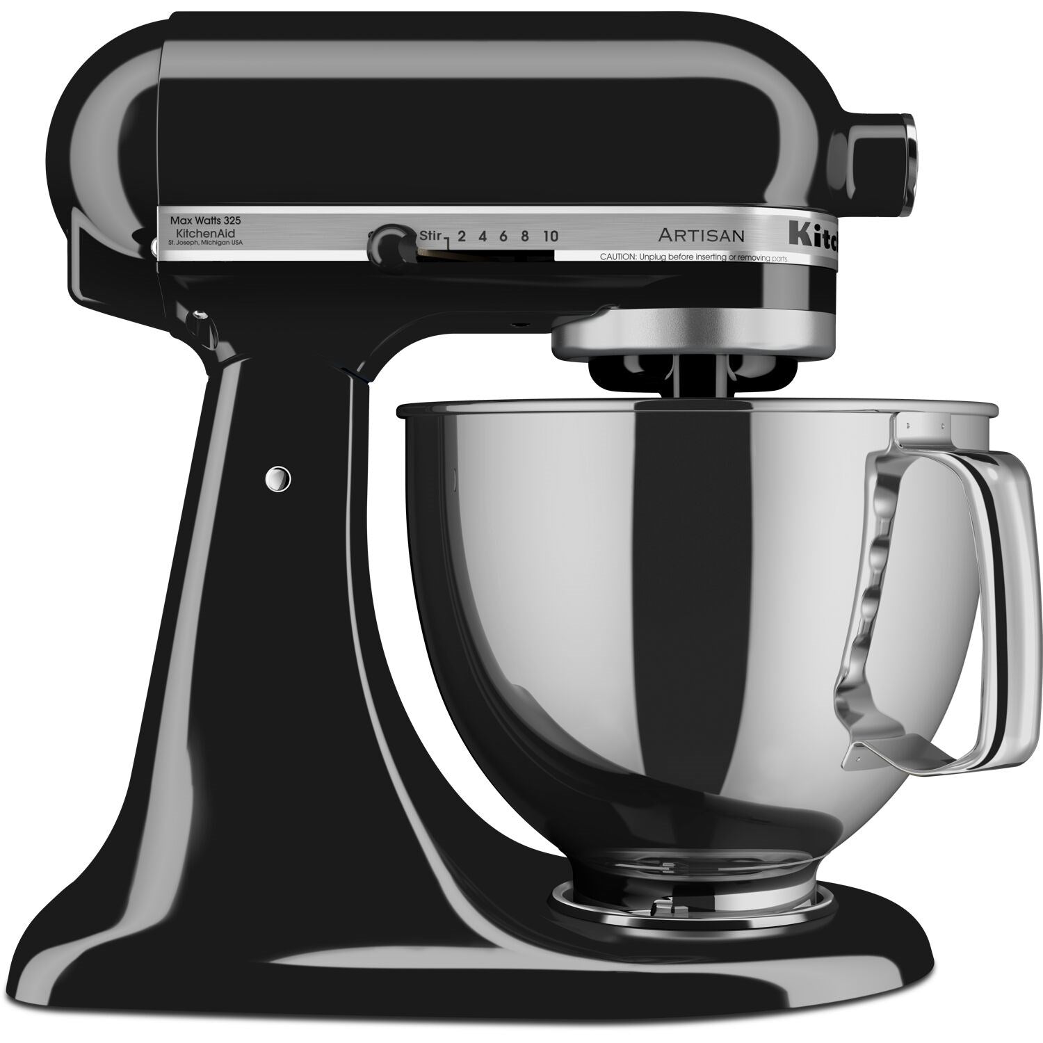 KitchenAid Artisan tilt-head stand mixer, Onyx black base with stainless mixing bowl