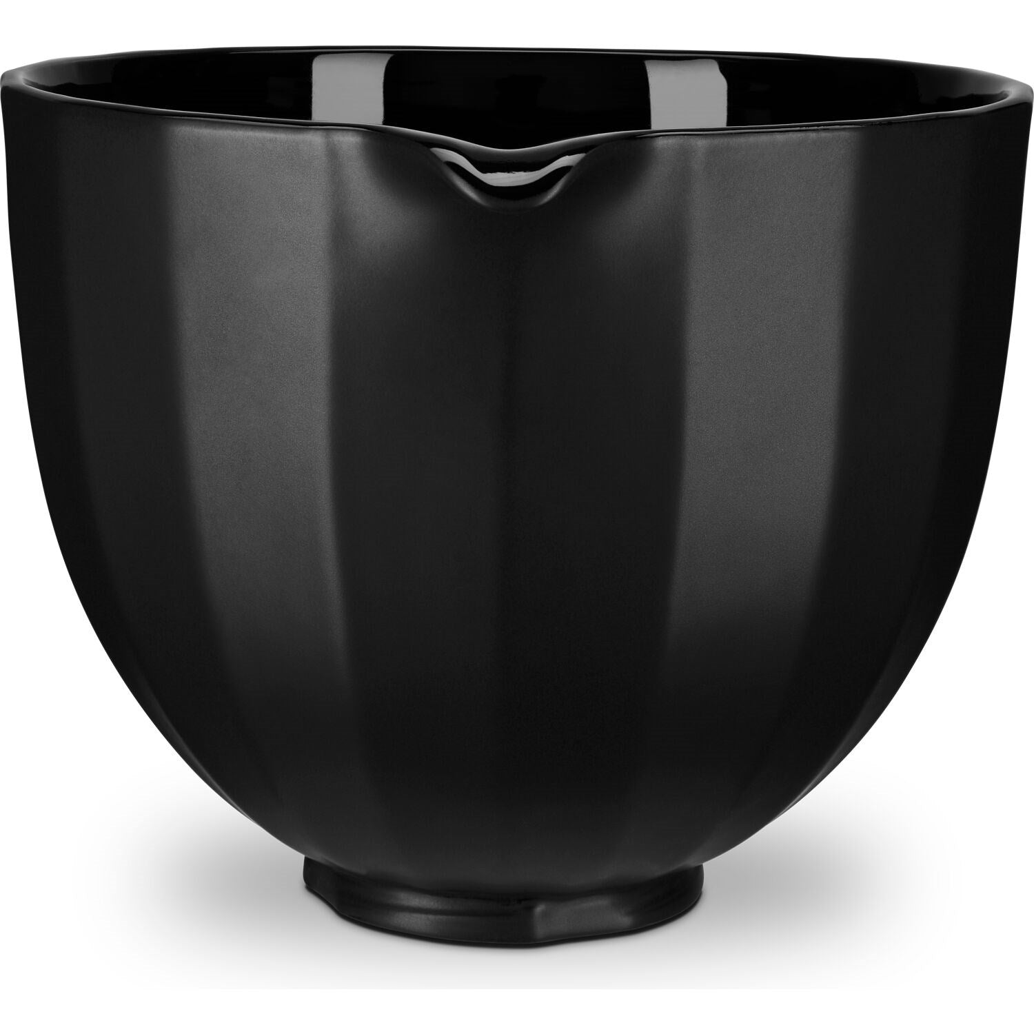 Black ceramic mixing bowl with handle and pouring spout
