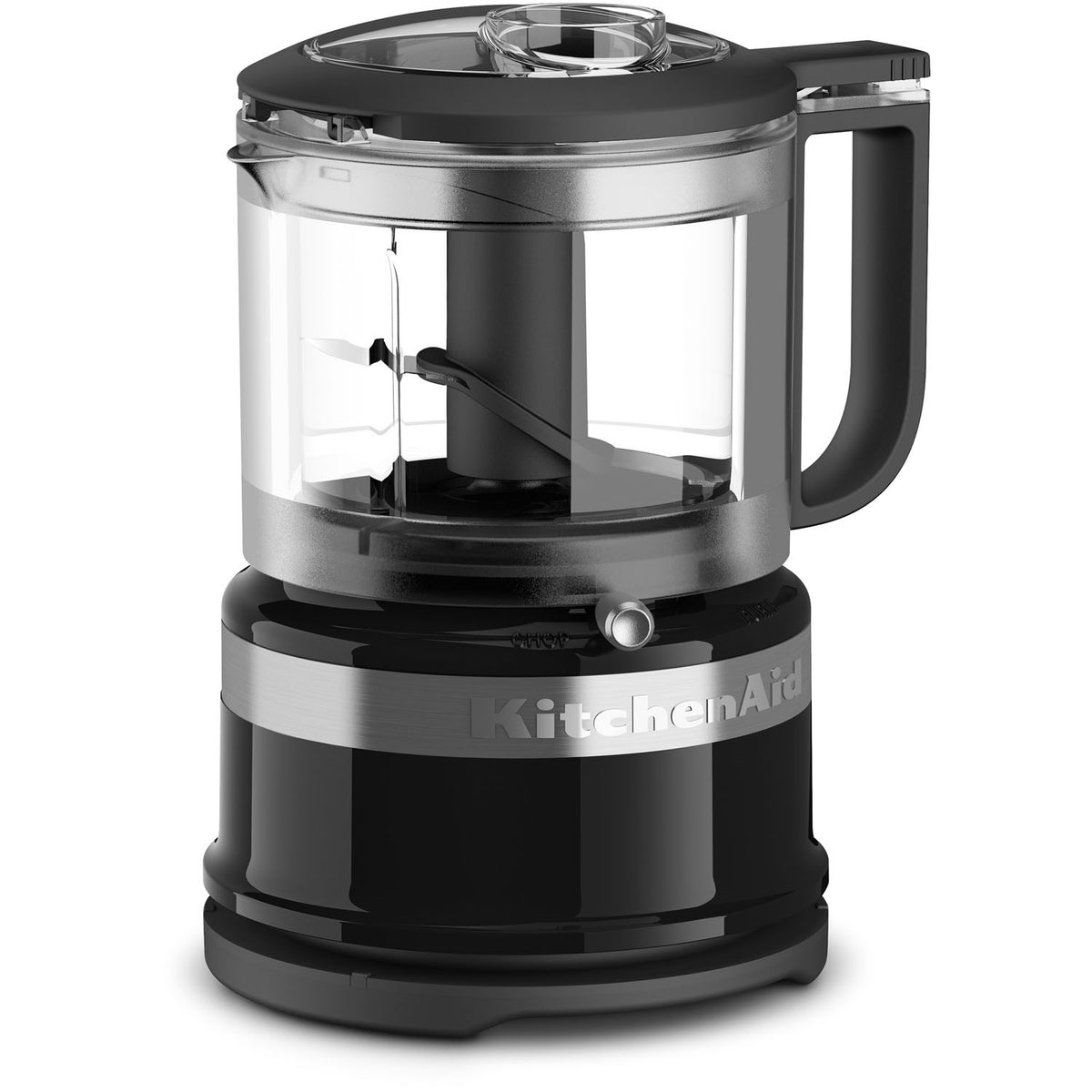 KitchenAid 3.5-cup food chopper in Onyx Black with clear processing bowl