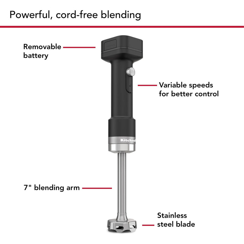 KitchenAid Go Cordless 12V Hand Blender with Battery Included (KHBRV71BM)