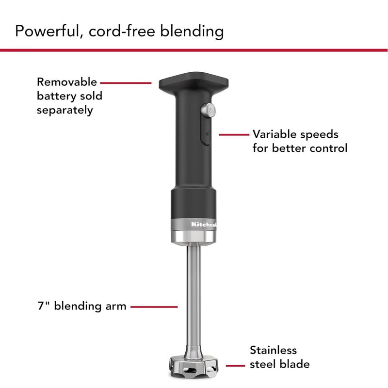 KitchenAid Go Cordless 12V Hand Blender in Black Matte (KHBRV00BM)