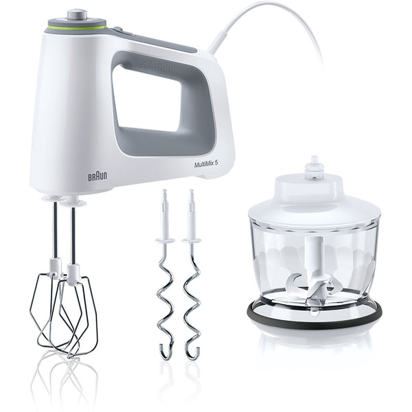 Braun Hand Mixer with Beaters, Dough Hooks and Accessory in White (HM5130WH)