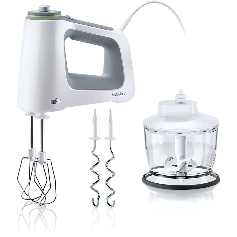 Braun Hand Mixer with Beaters, Dough Hooks and Accessory in White (HM5130WH)