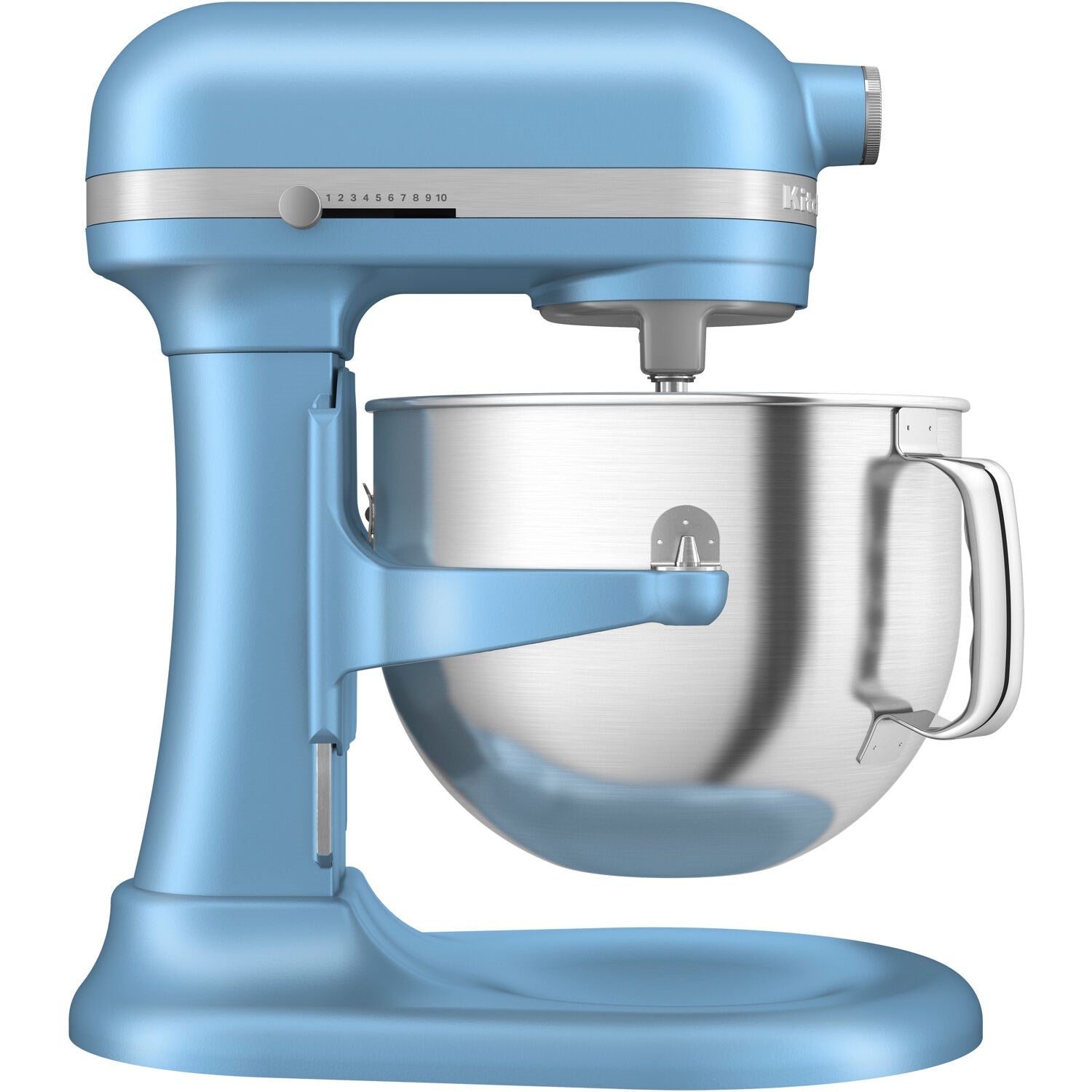 KitchenAid stand mixer in velvet blue with stainless bowl and bowl-lift head