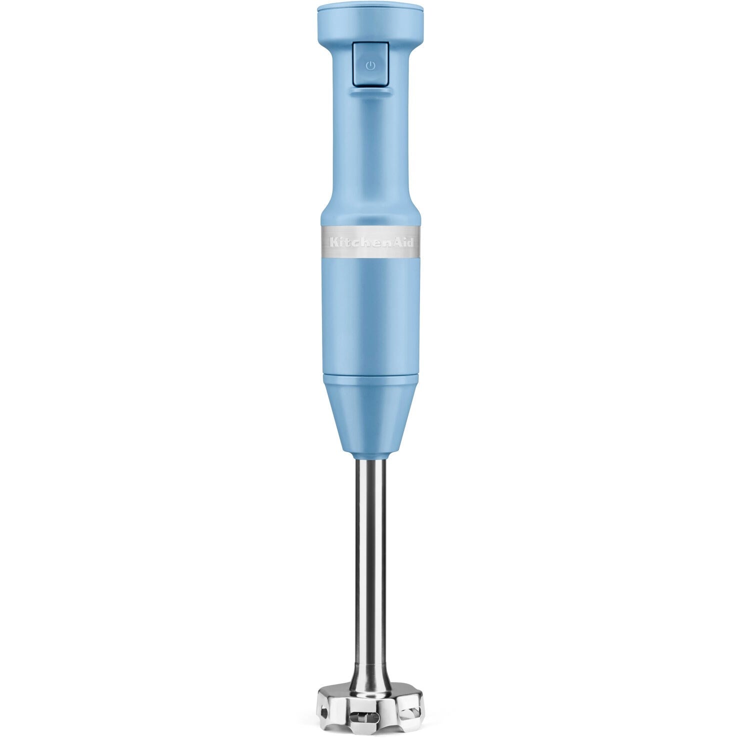 Blue immersion blender with variable speed trigger and stainless blending shaft