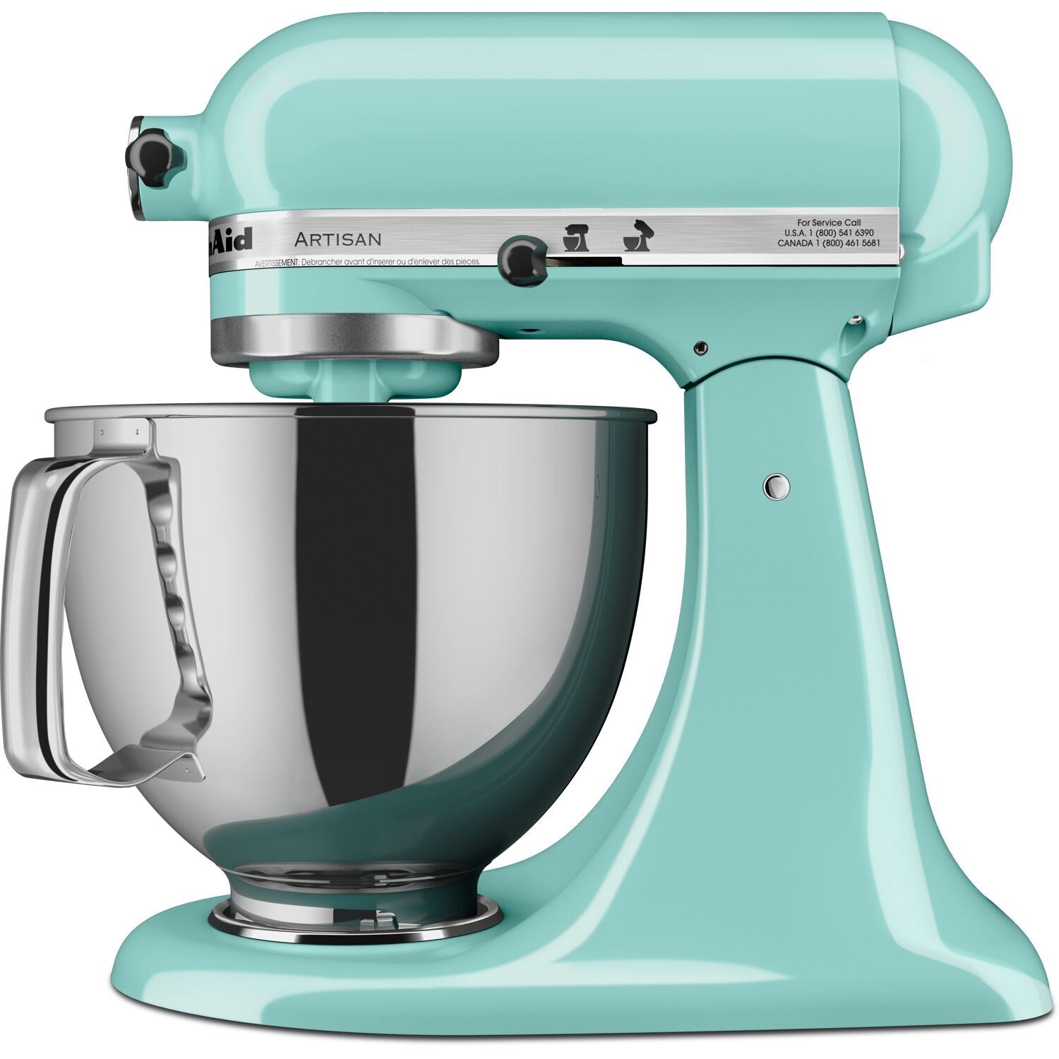 Mineral water blue tilt-head stand mixer with stainless mixing bowl