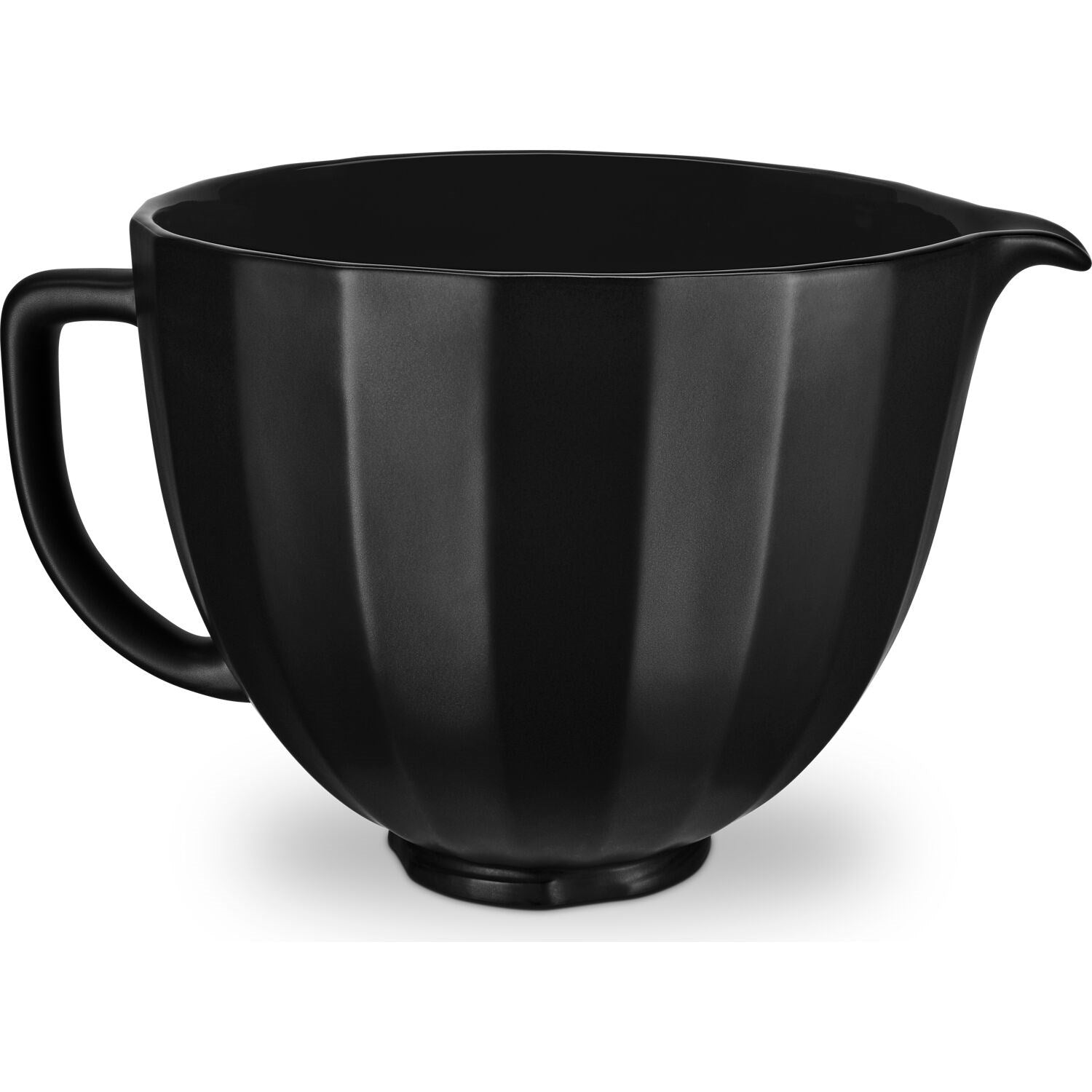 Black ceramic mixing bowl with side handle and pouring rim