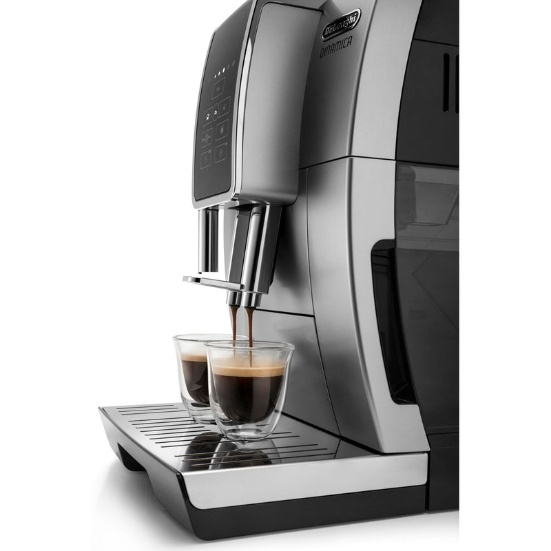 De'Longhi Dinamica Fully Automatic Coffee and Espresso Machine with Premium Manual Milk Frother in Silver (ECAM35025SB)