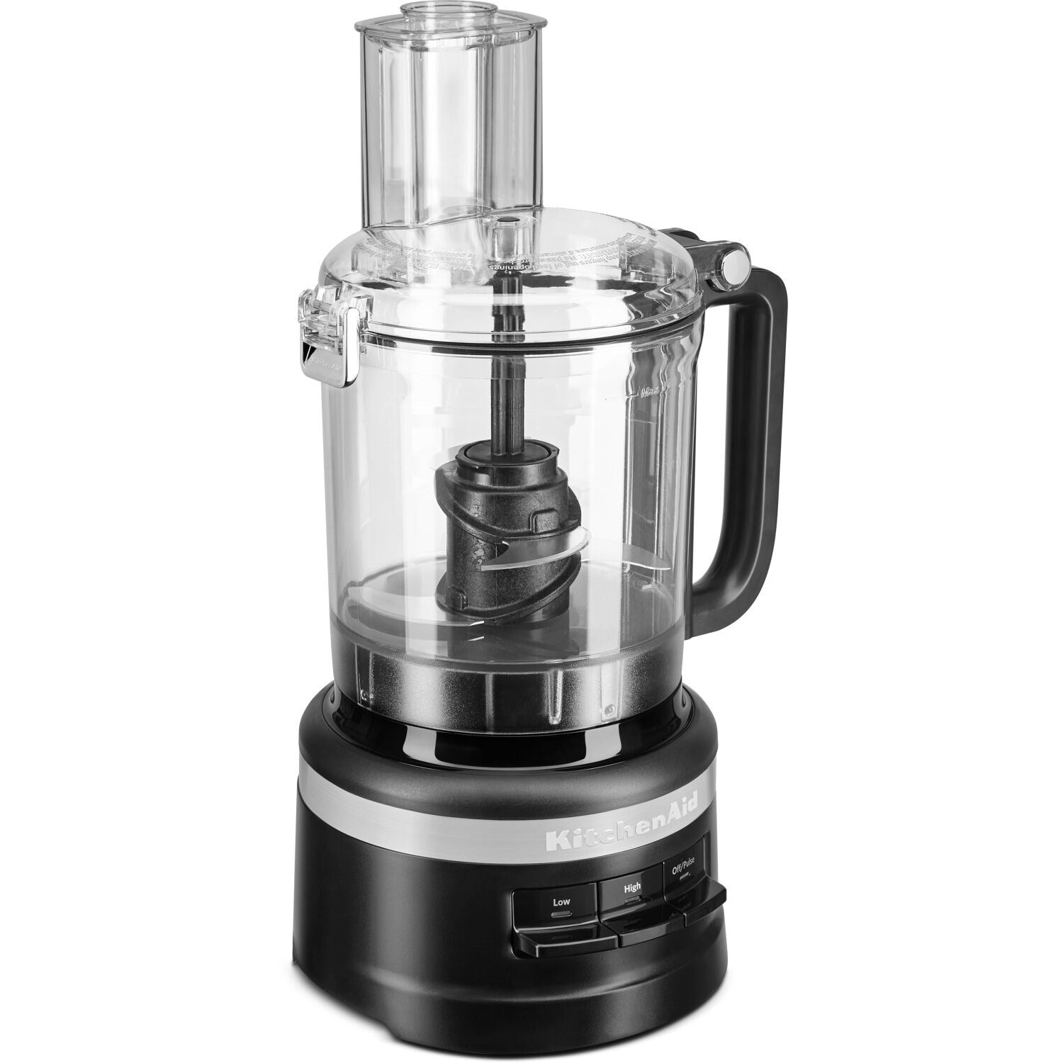 Black-and-clear 9-cup food processor with see-through bowl and handle