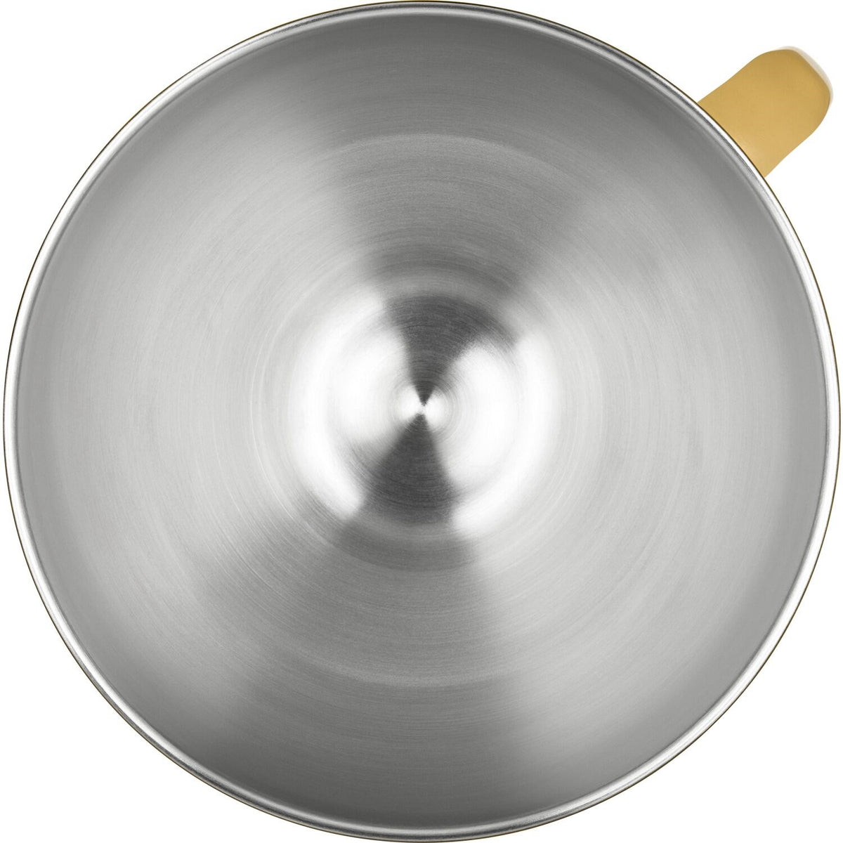 Stainless steel mixing bowl interior, mirrored finish with center spindle