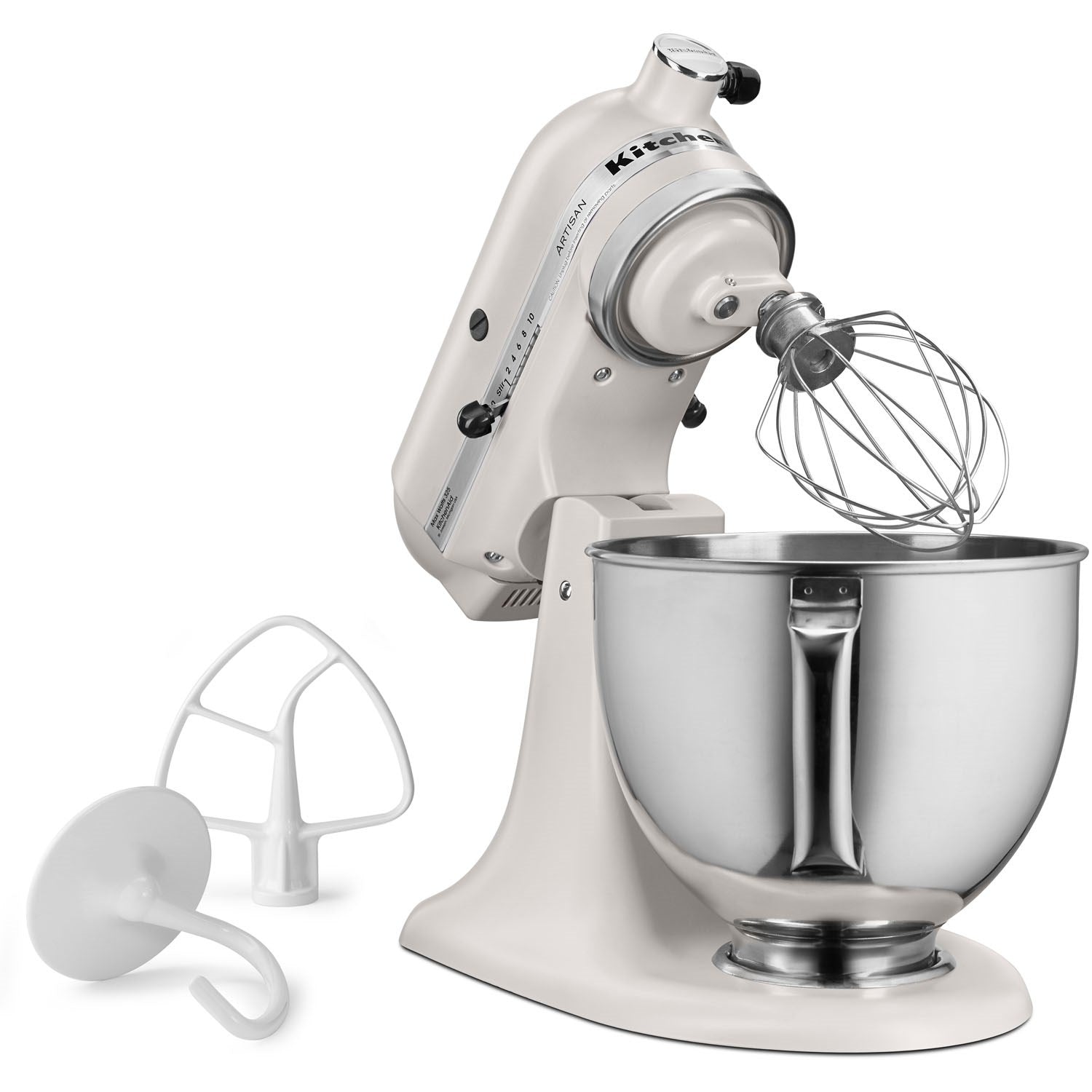 Milkshake tilt-head stand mixer with whisk attachment plus dough hook and shield