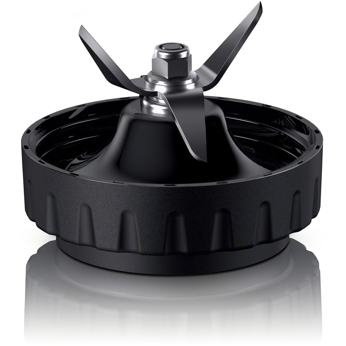 Black blender blade assembly with three fins on base