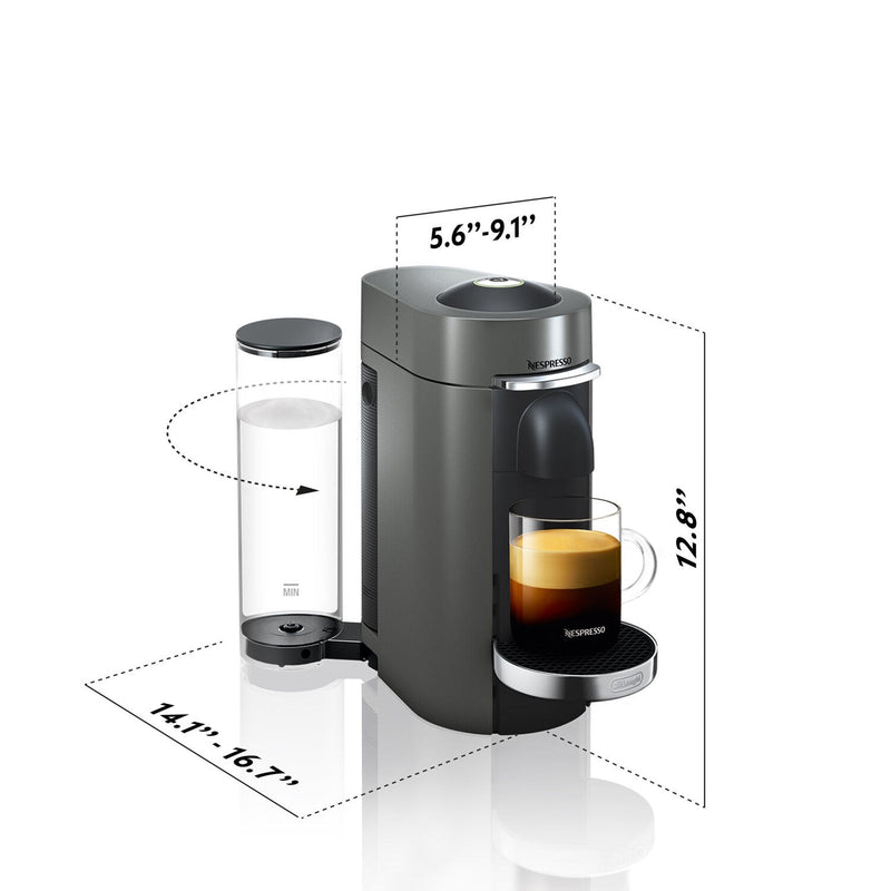 De'Longhi Nespresso Vertuo Plus Deluxe Coffee & Espresso Single Serve + Aeroccino in Titanium (ENV155TAE)