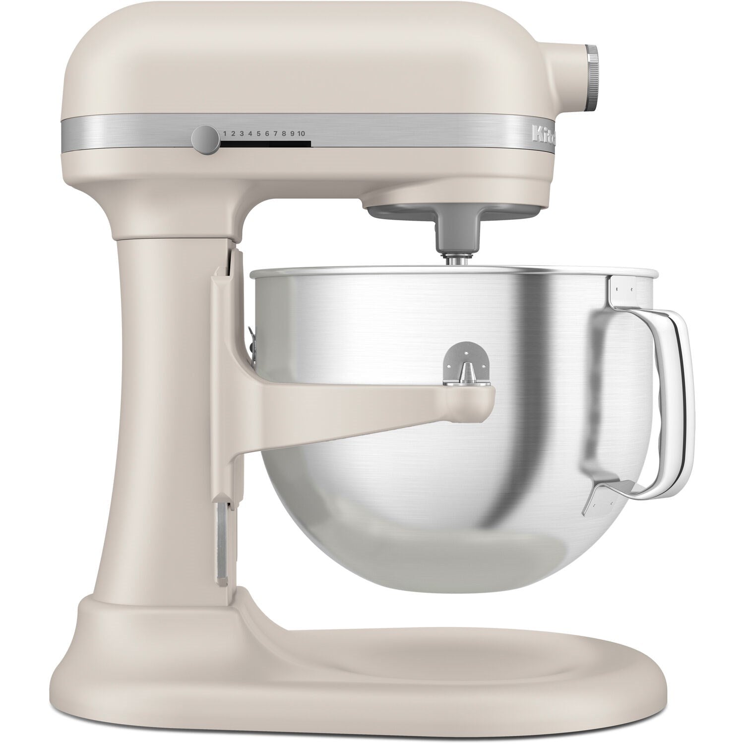 Cream stand mixer with stainless steel bowl and front beater arm