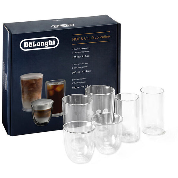De'Longhi Hot & Cold Collection Double Wall Set of 2 Cappuccino, Cold Brew, Thermal (DLSC326)