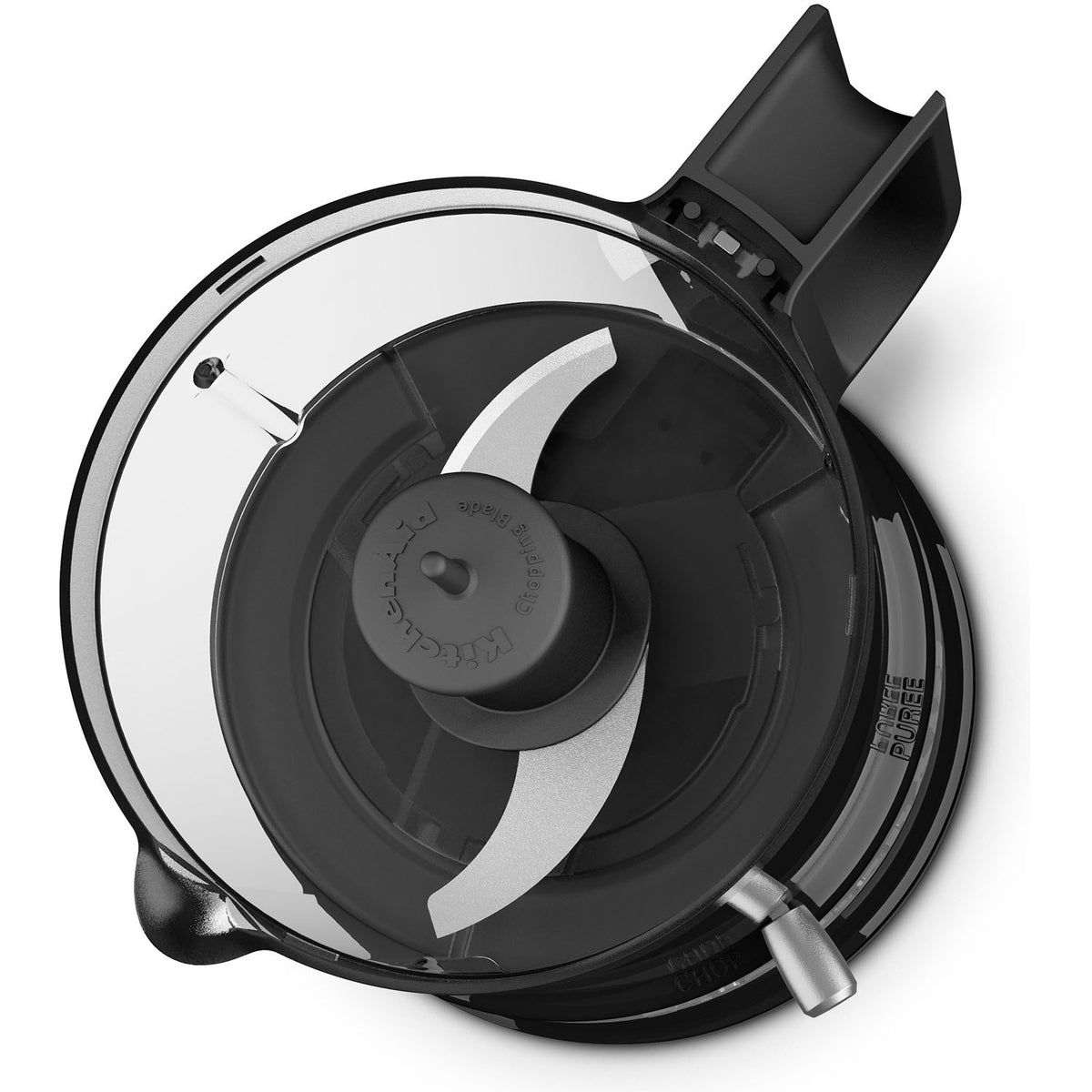 KitchenAid food chopper lid and bowl with visible chopping blade, Onyx Black