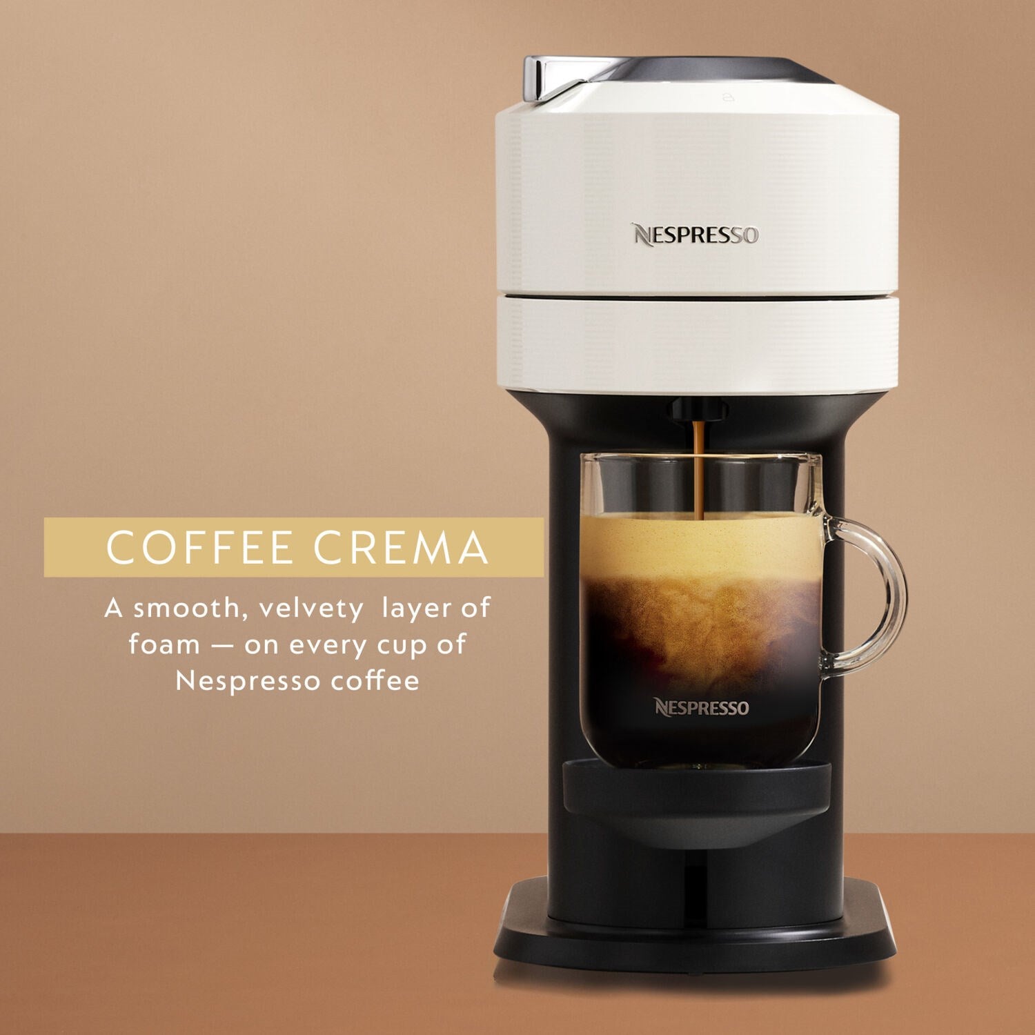 Vertuo Next coffee machine with crema cup and capsule pod holder