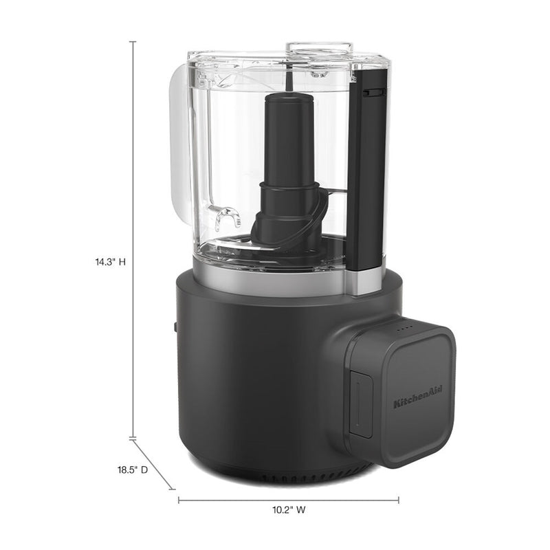 KitchenAid CORDLESS 12V 3.5 Cup Chopper in Black Matte with Battery, USB-C Cable, Wall Adapter Included (KFCR531BM)