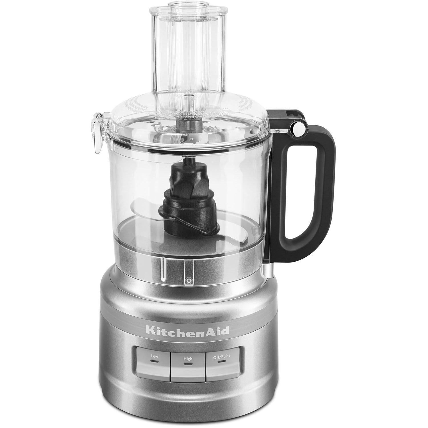 KitchenAid food processor base with clear bowl and mounted central blade