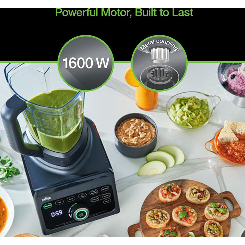 Braun TriForce Power Blender 1600 Watts, 18 Food Programs in Black (JB9040BK)