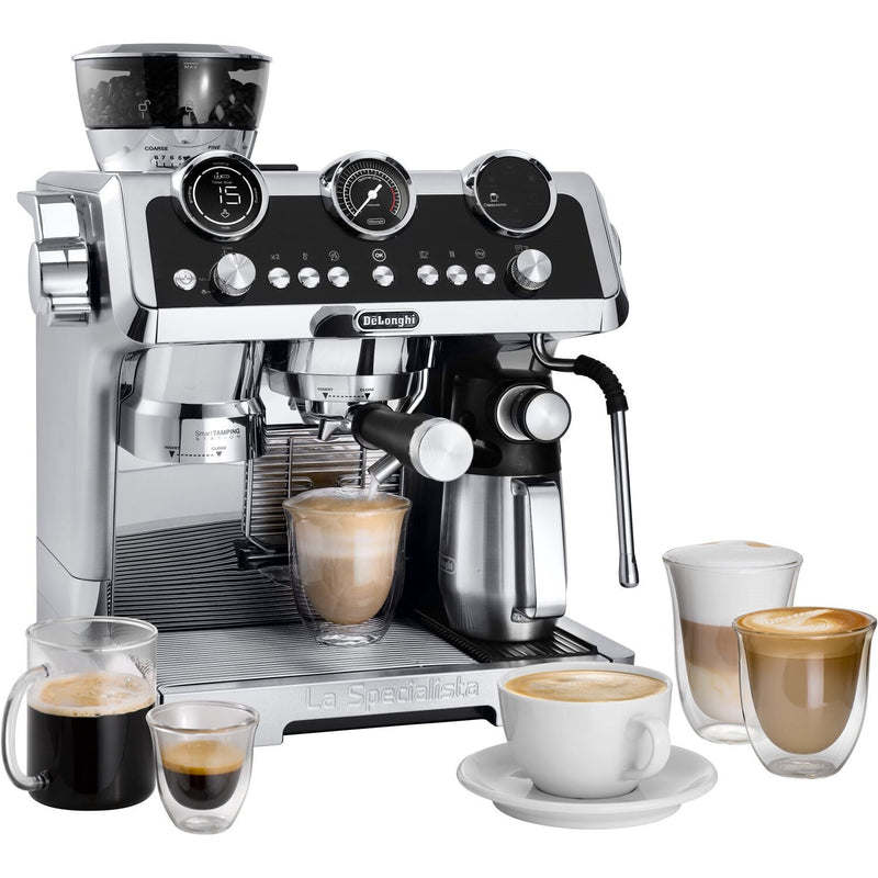 De'Longhi Package - La Specialista Maestro Sensor Grinding, Milk Frothing Espresso Machine with Hot & Cold Glass Set