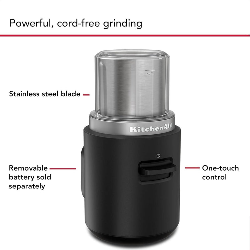 KitchenAid Go™ Cordless Blade Coffee Grinder in Black Matte - Battery Sold Separately (KBGR100BM)