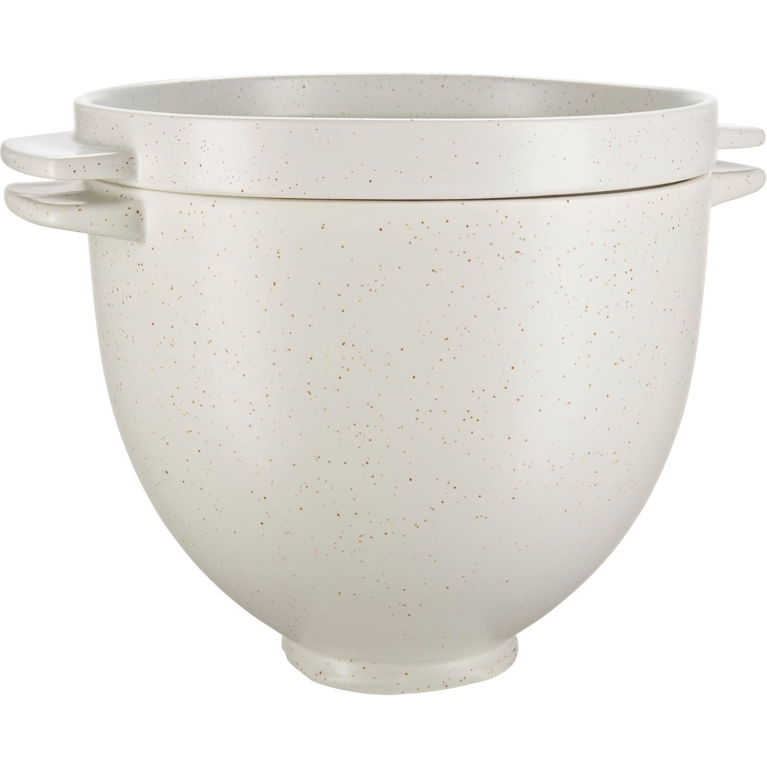 Bread baking bowl with lid, light speckled ceramic, wide round form