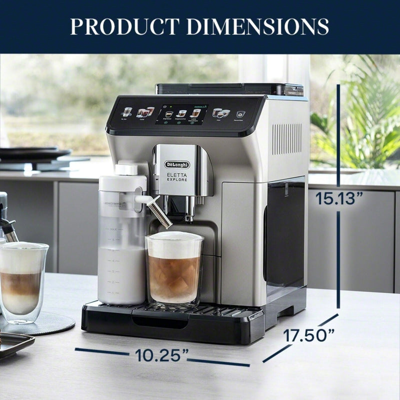 De'Longhi Package - Eletta Explore Fully Automatic Espresso Machine with Espresso Glass Set