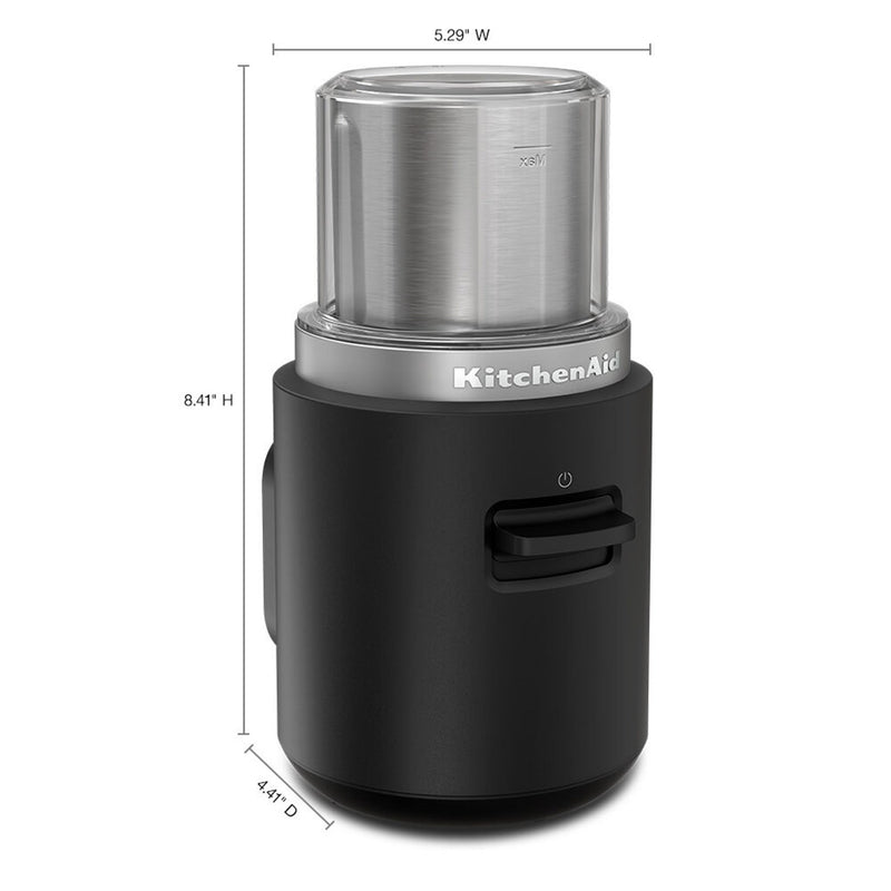 KitchenAid Go™ Cordless Blade Coffee Grinder in Black Matte - Battery Sold Separately (KBGR100BM)