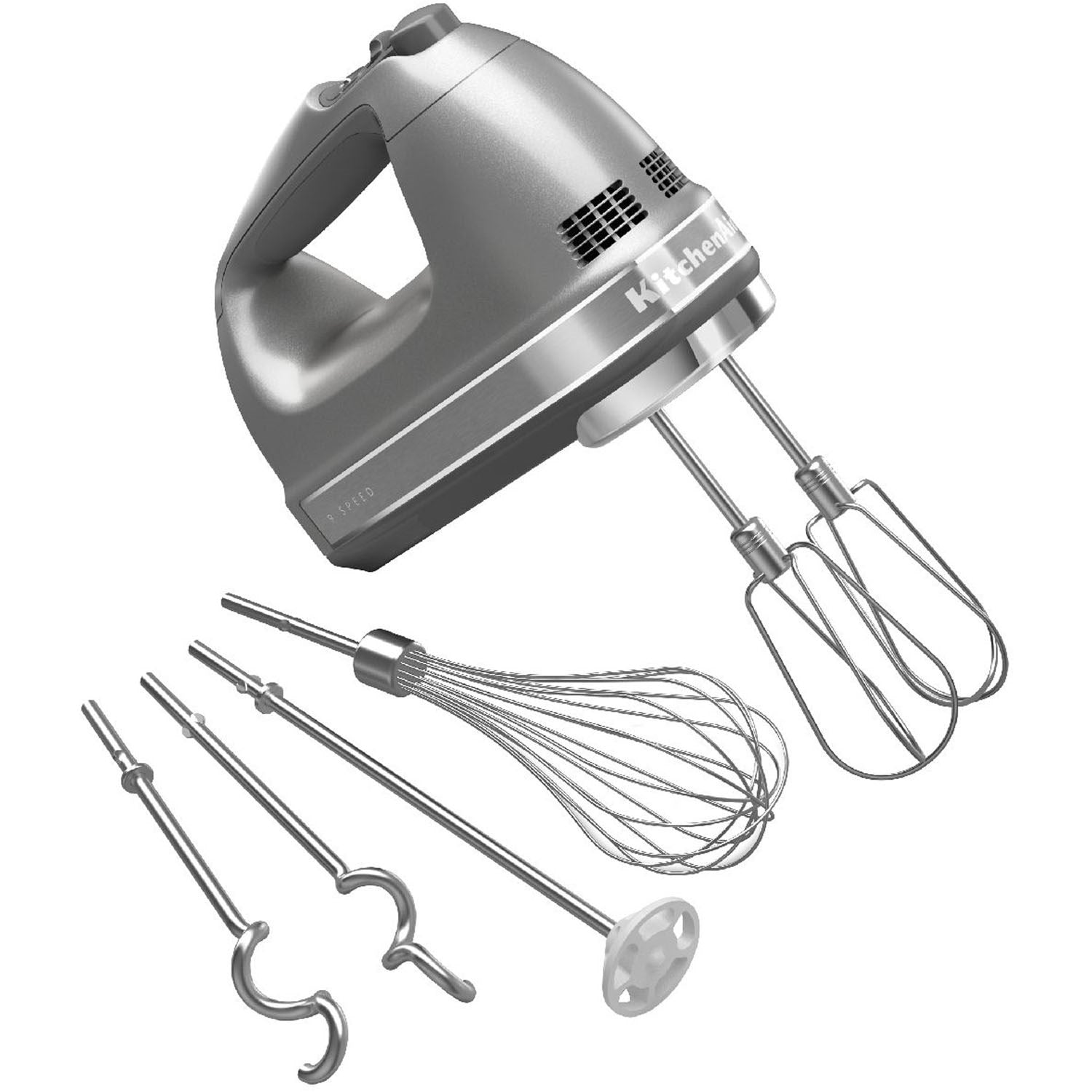Contour Silver digital hand mixer with beaters and mixing attachments