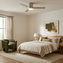 Parrot Uncle 48-Inch Satin Nickel Flush Mount Low Profile Ceiling Fan with LED Lighting (F6298SNQ110V)