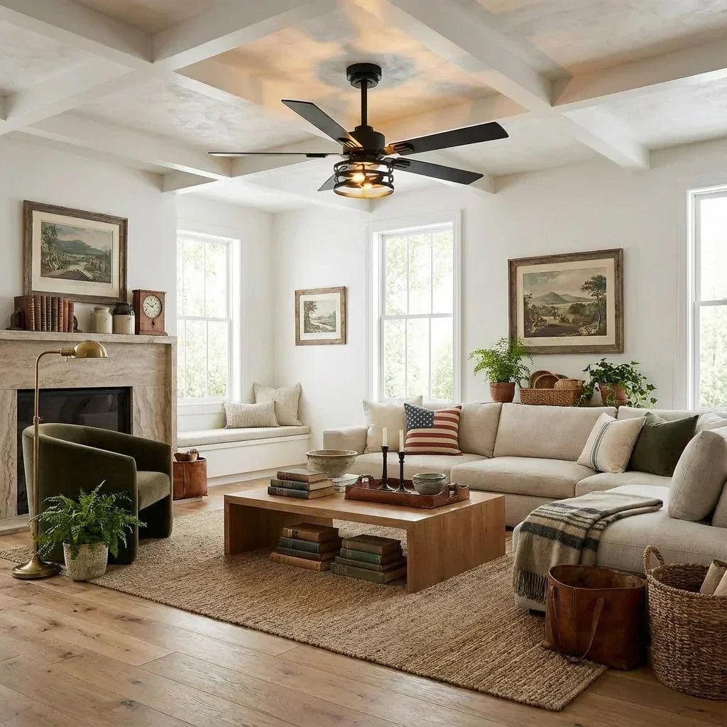 Parrot Uncle Vaczon 52-Inch DC Motor Industrial Downrod Ceiling Fan with Light and Remote Control