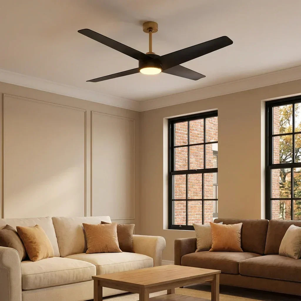 Parrot Uncle 60-Inch Parvez Modern DC Motor Downrod Mount Reversible Ceiling Fan with Lighting and Remote Control (F8313110V)
