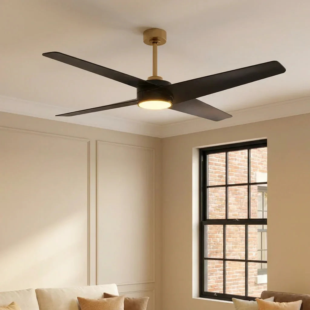 Parrot Uncle 60-Inch Parvez Modern DC Motor Downrod Mount Reversible Ceiling Fan with Lighting and Remote Control (F8313110V)