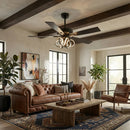 Parrot Uncle 52-Inch Levi Double-Sided Blades in Downrod Mount LED Ceiling Fan with Remote Control