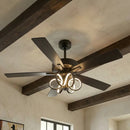 Parrot Uncle 52-Inch Levi Double-Sided Blades in Downrod Mount LED Ceiling Fan with Remote Control