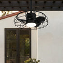 Parrot Uncle 20-Inch Vistula Outdoor DC Motor Black Industrial Hanging Buckle Downrod Ceiling Fan with Light (F2001BK)