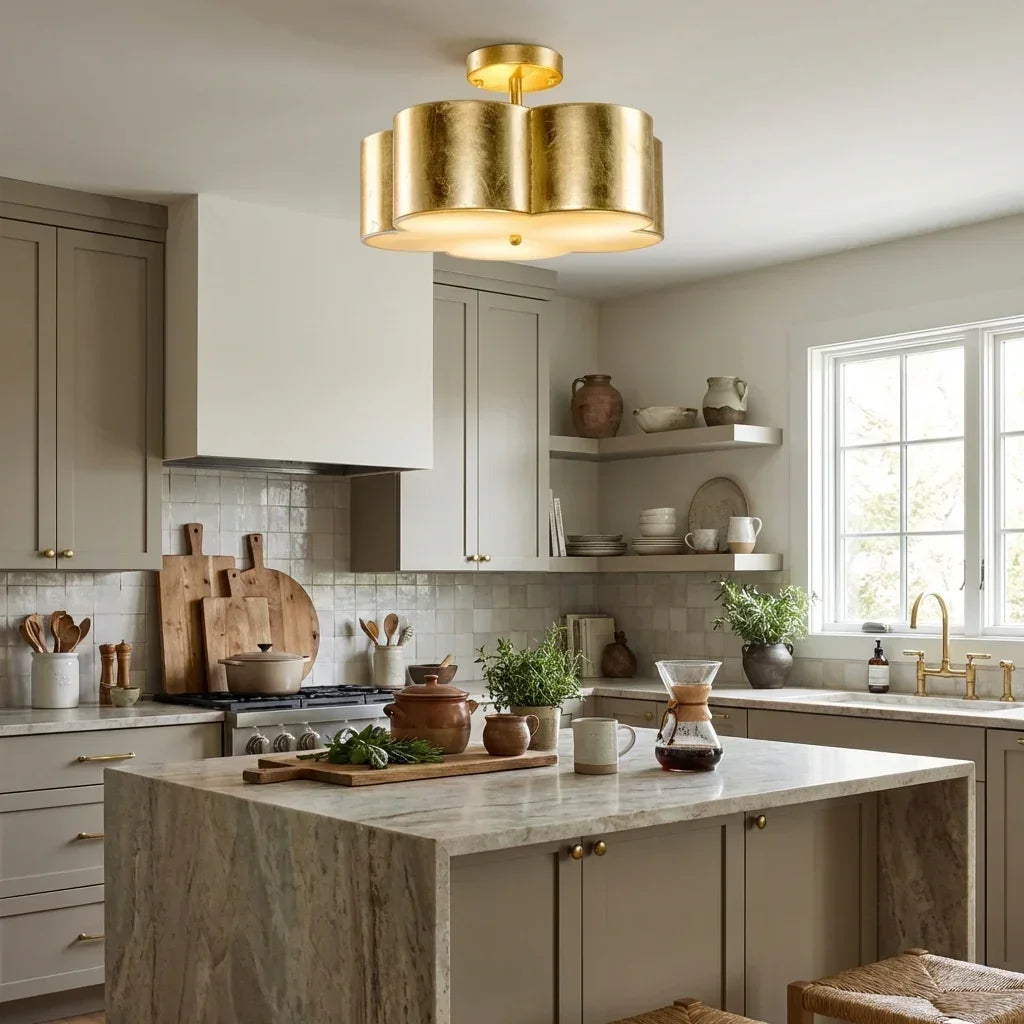 Parrot Uncle Golden Modern Semi Flush 3-Light Ceiling Lighting (BBW9744-3)