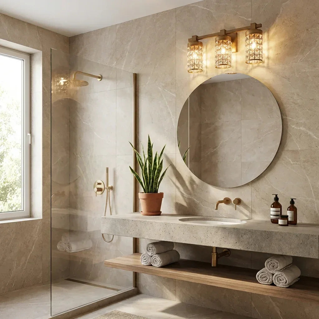 Parrot Uncle 3-Light Modern Golden Linear Vanity Lights Wall Light (HLW-27124-3GD)