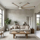 Parrot Uncle 72-Inch Bankston Modern Satin Nickel DC Motor Downrod Mount Ceiling Fan with LED Lighting and Remote Control (F8220110V)
